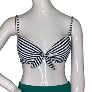 Xhilaration Padded Bikini Top Stripe Navy and White Adjustable Straps Size M